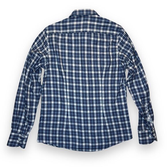 Alessandro Dell'Acqua Napoli Gray Blue Checked Cotton LS Button-up Shirt Sm-Med - Picture 4 of 9